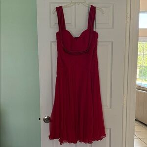 Tadashi Shoji Vibrant Red Silk Chiffon Dress